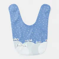 Peaceful winter forest with snow and snowflakes baby bib