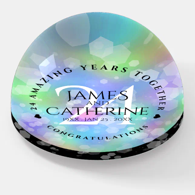 Elegant 24th Opal Wedding Anniversary Celebration Paperweight