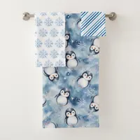 Cute Penguin Winter Bath Towel Set