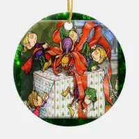 Merry Elves Wrapping Present Ornament