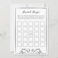 Bridal Bingo Gift Game - Black and White Swan Note Card