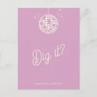 Retro Groovy 70s Cute Ivory Pink Disco RSVP Postcard