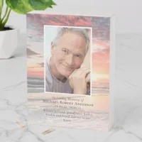 Sunset Photo Memorial Prayer Card Wooden Box Sign