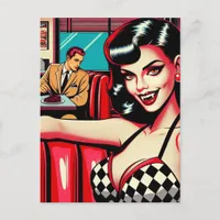 A sexy Vampire at the retro diner Postcard