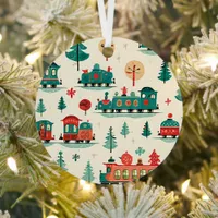  Vintage Trains Personalized Christmas Metal Ornament