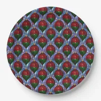 Christmas Ornament Red Green Blue Stained Glass  Paper Plates