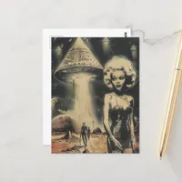 Blond and the UFO Desert  Scifi Fantasy Postcard