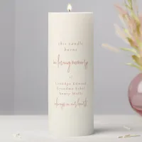 In Loving Memory Names Cream Pillar Candle