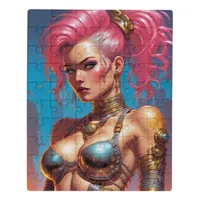 Woman With Beautiful Pink Hair Jigsaw Puzzle