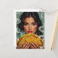 Woman With a Taco Postcard