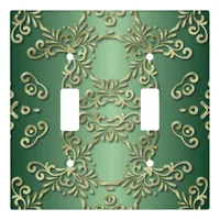 Elegant Fancy Victorian Ornate Gold Green Emerald Light Switch Cover