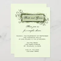 Green Abstract Floral Couples Wedding Shower Invitation