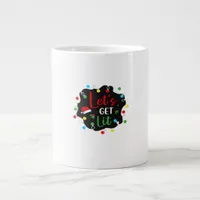 Let's Get Lit Christmas Drinking Lights Santa Esse Giant Coffee Mug