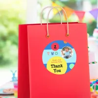 2nd Birthday Party Bright Modern Fun Thank You Classic Round Sticker