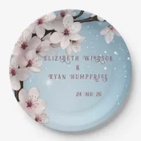 Elegant Floral Blossom Wedding Invitation Design Paper Plates