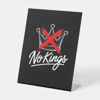 No Kings Simple Crown With Cross Artistic Design Pedestal Sign