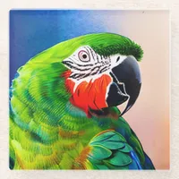 Cute AI Generated Amazon Parrot Glass Coaster