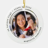 Minimalist Typewriter | Graduation Photo Ceramic Ornament