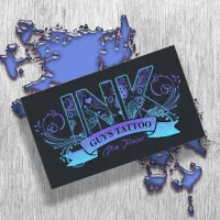 Ink Typography Tattoo Artist Lavender/Aqua ID815 Business Card