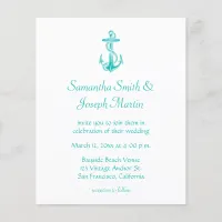 Budget Turquoise Vintage Anchor Wedding Invitation