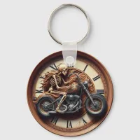 Skeleton Riding a zonked-out bike Keychain