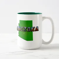 Arizona Map and Picture Text Two-Tone Coffee Mug