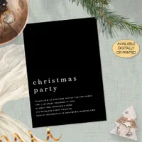 Minimal Black White Christmas Party Black Invitation