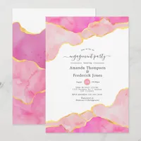 Pink and Gold Agate Engagement Party Invitation