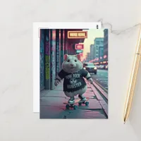 Cute Punk Rock Goth Skateboarding Hamster Postcard