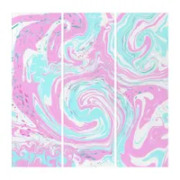 Pink, Teal Blue Swirled Marble Fluid Art   