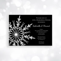 Black and White Snowflake Winter Rehearsal Dinner Invitation