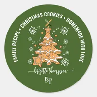 Green Christmas Tree Cookie Baking Crew Snowflakes Classic Round Sticker