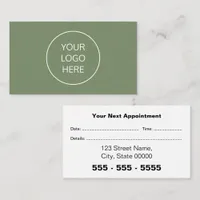 Business Logo Sage Green Appointment Card