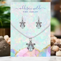 Opal Gemstone Pastel Necklace Earring Display Card