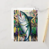 Funny Happy Mardi Gras Fish Postcard