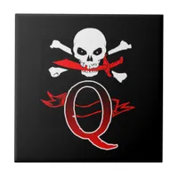 Jolly Roger Q Monogram Initial Ceramic Tile