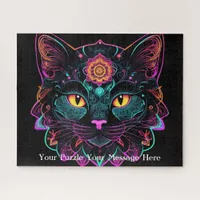 Neon Mandala Cat Jigsaw Puzzle