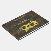 barn wood floral sunflowers rustic wedding guest book