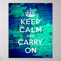 Keep Calm Blue Peeled Paint Grunge Poster