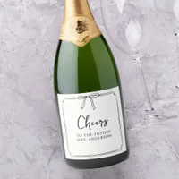 Elegant Bow Personalized Cheers Bridal Shower  Sparkling Wine Label