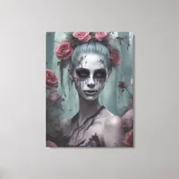 Zombie Girl in the Roses  Canvas Print