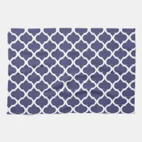 Nautical Navy Blue White Geometric Pattern Coastal Kitchen Towel