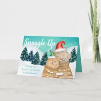 Snuggle Up Cute Cats Cuddling Warm Cozy Christmas Holiday Card