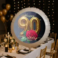 Golden Nineties Celebration with Elegant Ruby Rose Balloon
