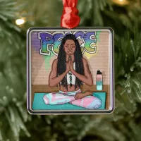 Urban Art | Pretty Woman doing Meditation    Metal Ornament