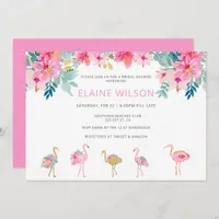 Tropical Pink Gold Flamingo Bridal Shower Invitation