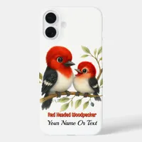 Feisty Red-headed Woodpecker iPhone 16 Plus Case