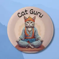 Cat Guru Yoga Master Meditation mindfulness zen Button