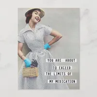 Funny Limits of My Medication Vintage Woman Postcard