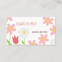 Simple Flower Illustrations Pinks Florist Business Card